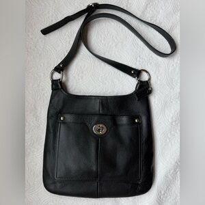 Coach Penelope Black Pebble Leather Turnlock Crossbody Shoulder Bag Purse